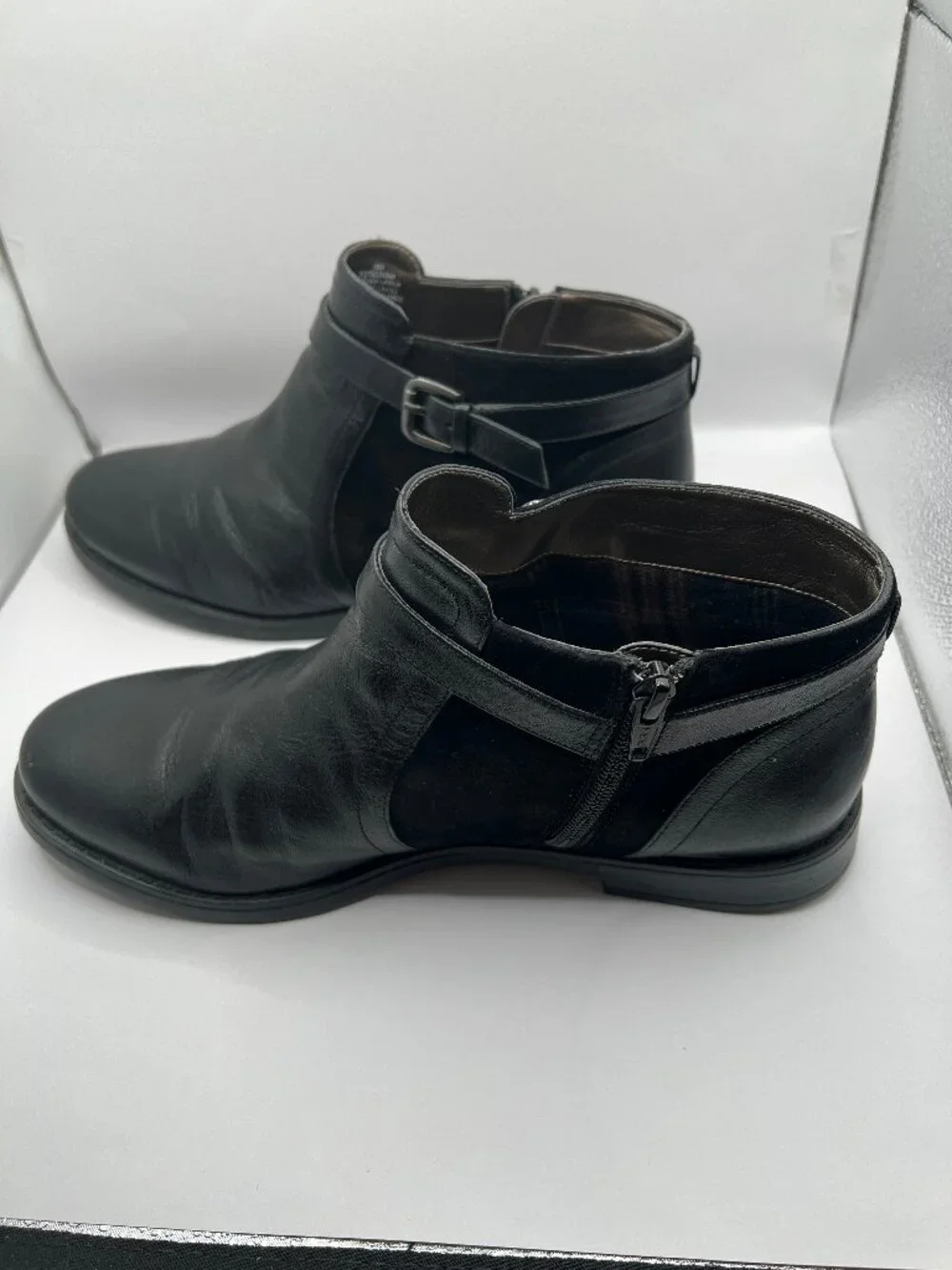 EasySpirit e360 Black Leather Size Ankle Boot Side Zip 10M